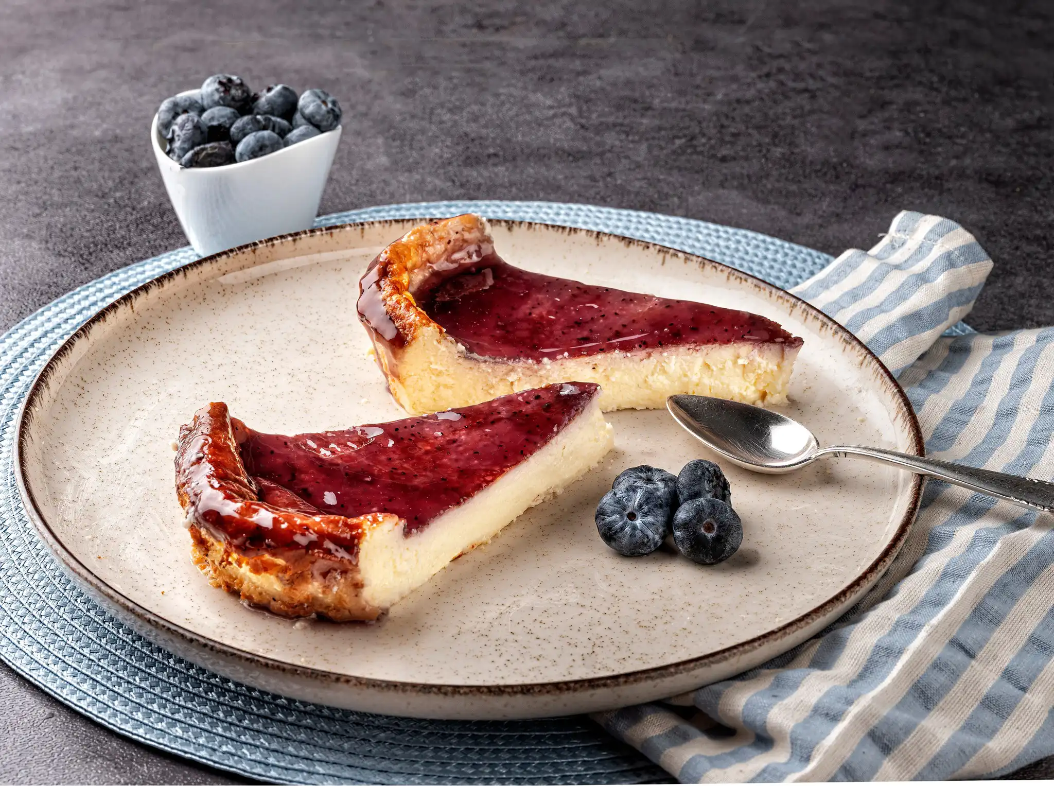 tarta de queso con arandanos