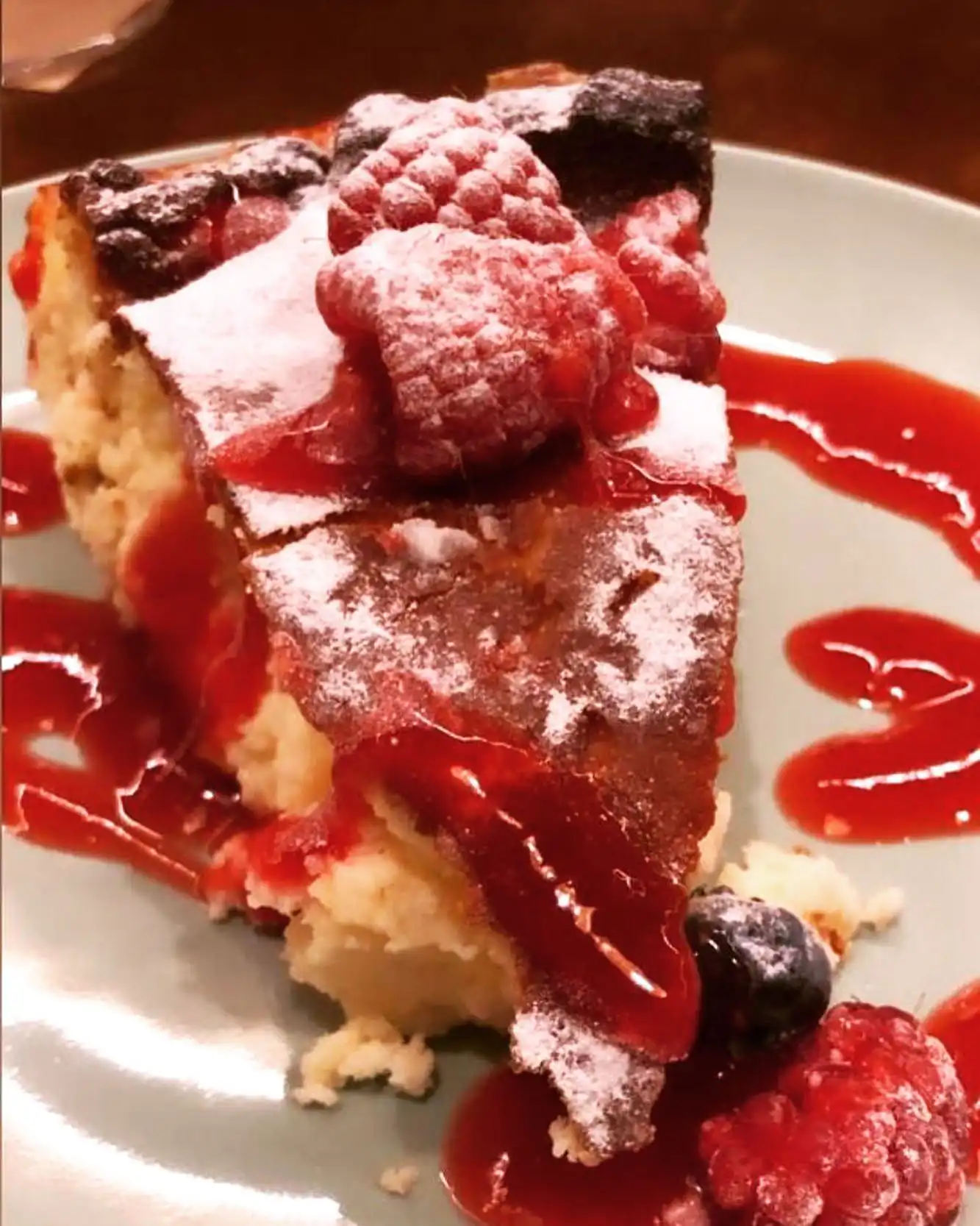 tarta de queso al horno con frambuesa Restaurante Casa Cebreros